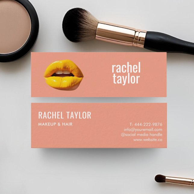 Cartão De Visita Mini Lábios Peach Modern Professional (Criador carregado)