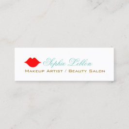 Cartão De Visita Mini lábios vermelho simples para artistas de maquiagem