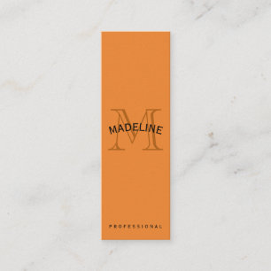 Cartão De Visita Mini Laranja clássica do monograma com texto do arco