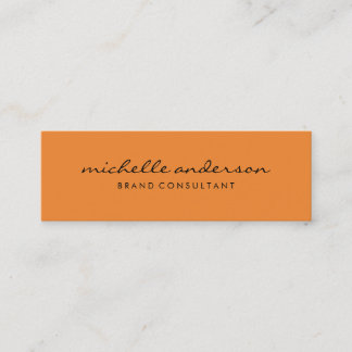 Cartão De Visita Mini Laranja Minimalista com Texto Cursivo
