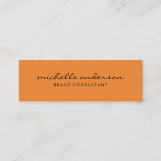 Cartão De Visita Mini Laranja Minimalista com Texto Cursivo