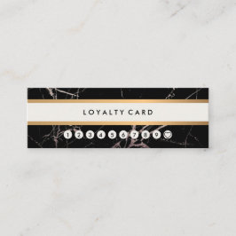 Cartão De Visita Mini Lealdade Dourado de mármore preta moderna