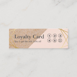 Cartão De Visita Mini Lealdade Dourado geométrica do Lt rosa Pastel de
