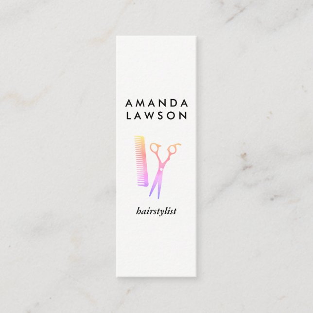 Cartão De Visita Mini Leitura Colorida Chic e Comb (Frente)