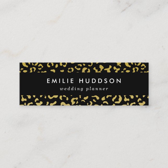 Cartão De Visita Mini Leopardo Dourado, Brilhante Dourada, Padrão-Leopar (Frente)