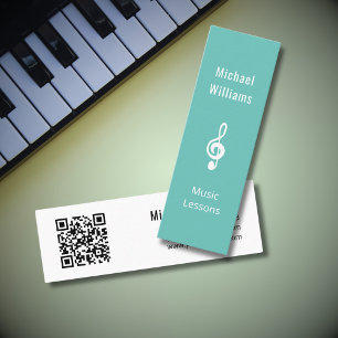 Cartão De Visita Mini Lições de música Código QR Treble Clef Símbolo Tea