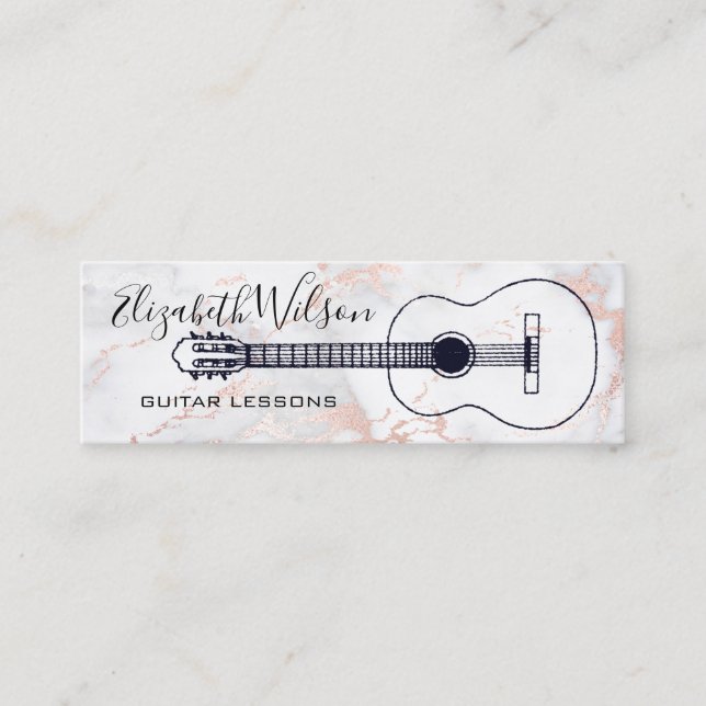 Cartão De Visita Mini lições de violão marble decor mini cartão de visit (Frente)