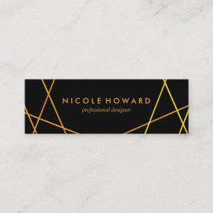 Cartão De Visita Mini Linhas Douradas e requintadas brancas pretas
