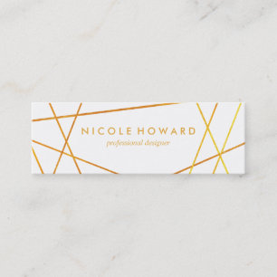 Cartão De Visita Mini Linhas Douradas requintadas, em branco