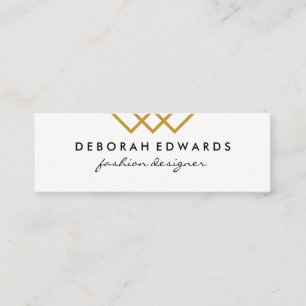 Cartão De Visita Mini Linhas Dourados geométricas elegantes branco do