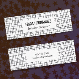 Cartão De Visita Mini Linhas Grelhas Mínimas Desenhadas À Mão, Negrito