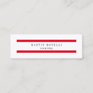 Cartão De Visita Mini Linhas Vermelhas Finas Simples e Simples