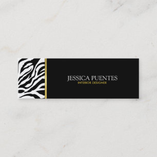 Cartão De Visita Mini Listras pretas & brancas modernas da zebra com