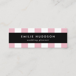 Cartão De Visita Mini Listras Rosa, Listras Brancas, Padrões Laminados