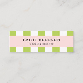 Cartão De Visita Mini Listras Verdes, Listras Brancas, Padrão Lachado