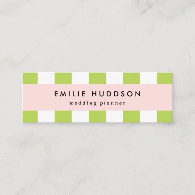 Cartão De Visita Mini Listras Verdes, Listras Brancas, Padrão Lachado (Frente)