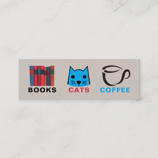 Cartão De Visita Mini Livros Gatos Café Bookmark (Frente)