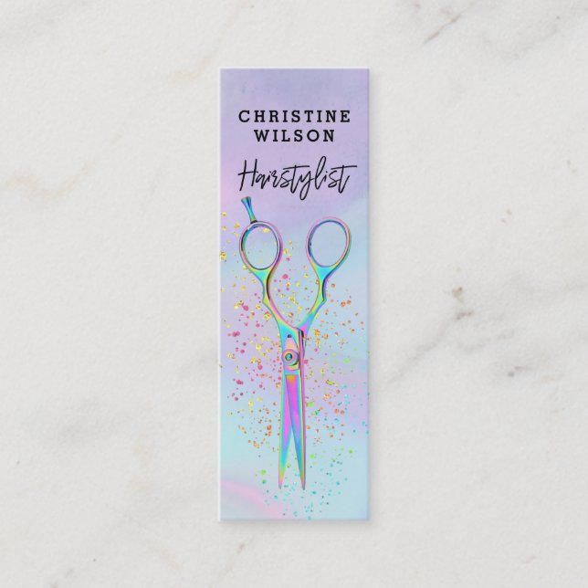 Cartão De Visita Mini logo da tesoura de cabelos (Frente)