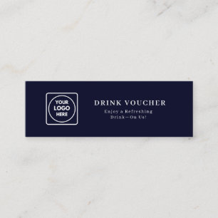 Cartão De Visita Mini Logotipo Azul Marinho Voucher de Bebida Corporat