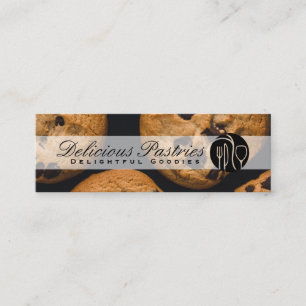 Cartão De Visita Mini Logotipo Culinário Bolinhos com Gotinhas de Choc