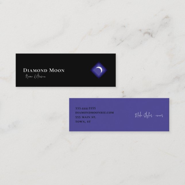 Cartão De Visita Mini Logotipo da Lua Diamante (Frente/Verso)