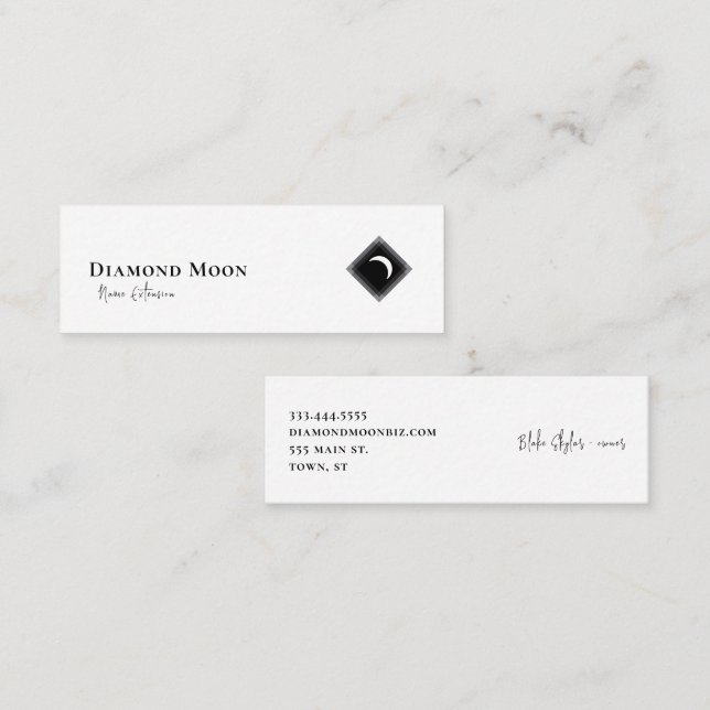 Cartão De Visita Mini Logotipo da Lua Diamante (Frente/Verso)