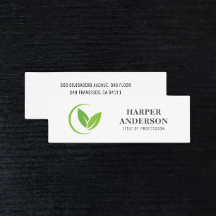 Cartão De Visita Mini Logotipo de Folha Verde Minimalista Moderno