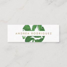 Cartão De Visita Mini Logotipo do Círculo de Folhas Tropicais