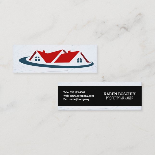 Cartão De Visita Mini Logótipo do imóvel da casa hipotecária (Frente/Verso)