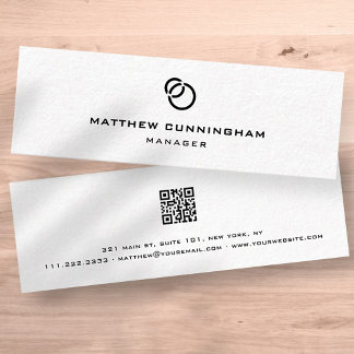 Cartão De Visita Mini Logotipo e código QR mínimos simples e elegantes