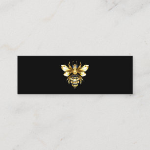 Cartão De Visita Mini Logotipo Faux Gold Foil Polygonal da Abelha em Pre
