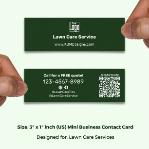 Cartão De Visita Mini Logotipo Minimalista Verde e Branco CTA QR-code
