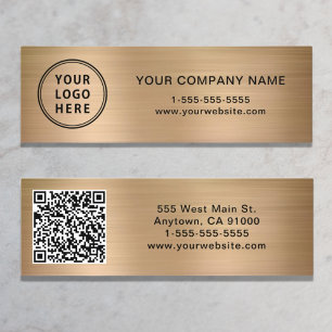 Cartão De Visita Mini Logotipo moderno Crie seu código QR Dourado