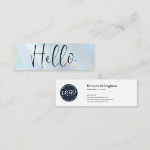 Cartão De Visita Mini Logotipo Moderno Holográfico Script Funcionário