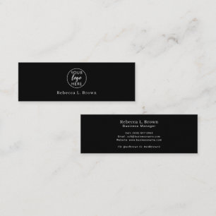 Cartão De Visita Mini Logotipo Moderno Preto e Elegante de Empresa Profi