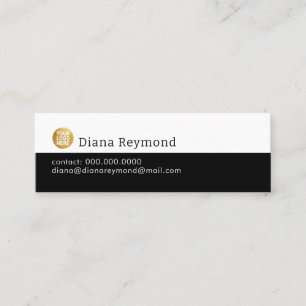 Cartão De Visita Mini Logotipo Pequeno Preto e Branco Moderno