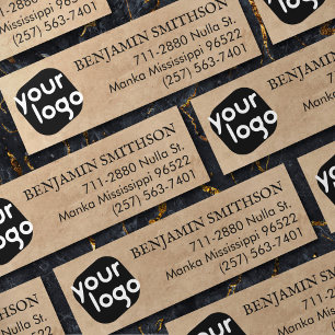 Cartão De Visita Mini Logotipo personalizado preto bege branco simples e