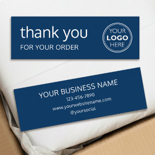 Cartão De Visita Mini Logotipo Simples de Agradecimento Marca Moderno Az