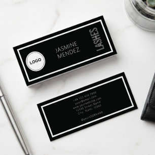 Cartão De Visita Mini Logotipo Simples Moderno Preto e Branco de Artista