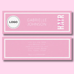 Cartão De Visita Mini Logotipo Simples Moderno Rosa Bege Branco Estilist