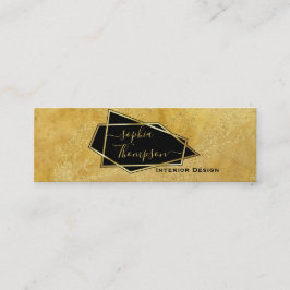 Cartão De Visita Mini Luxuoso Glitter Dourado Mármore Elegante Script