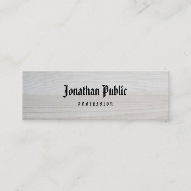 Cartão De Visita Mini Madeira parece caligrafia clássico velho texto ame (Frente)