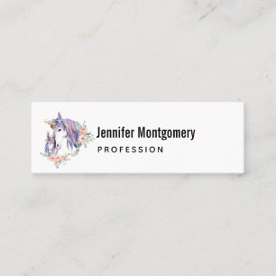 Cartão De Visita Mini Magnética Unicorn Mãe e Bebê Watercolor