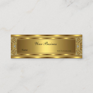 Cartão De Visita Mini Magro Ornamentado Dourado Elegante Sofisticado