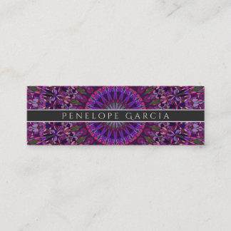 Cartão De Visita Mini Mandala floral colorida roxa