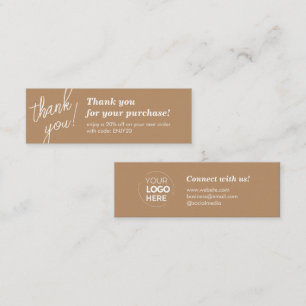 Cartão De Visita Mini Manuscrito Elegante Obrigado Brown