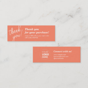 Cartão De Visita Mini Manuscrito Elegante Obrigado Terracotta