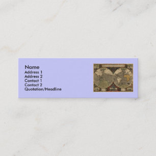 Cartão De Visita Mini Mapa do mundo 1595 do vintage por Jodocus Hondius