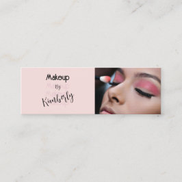 Cartão De Visita Mini Maquiagem Fotográfica com Letra Preta e Rosa Bege