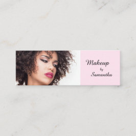 Cartão De Visita Mini Maquiagem Fotográfica Rosa Bege Script Preto
